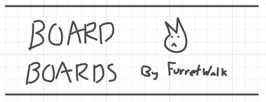 A panel from Running Duos, episode four of the Board Boards object show by Furretwalk/WalkingFurret.